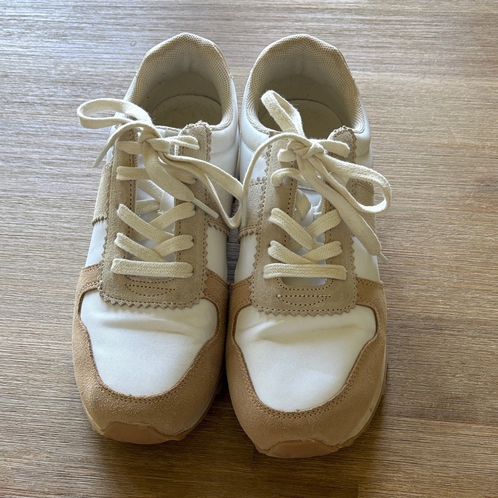 J. Crew White and Tan Sneakers